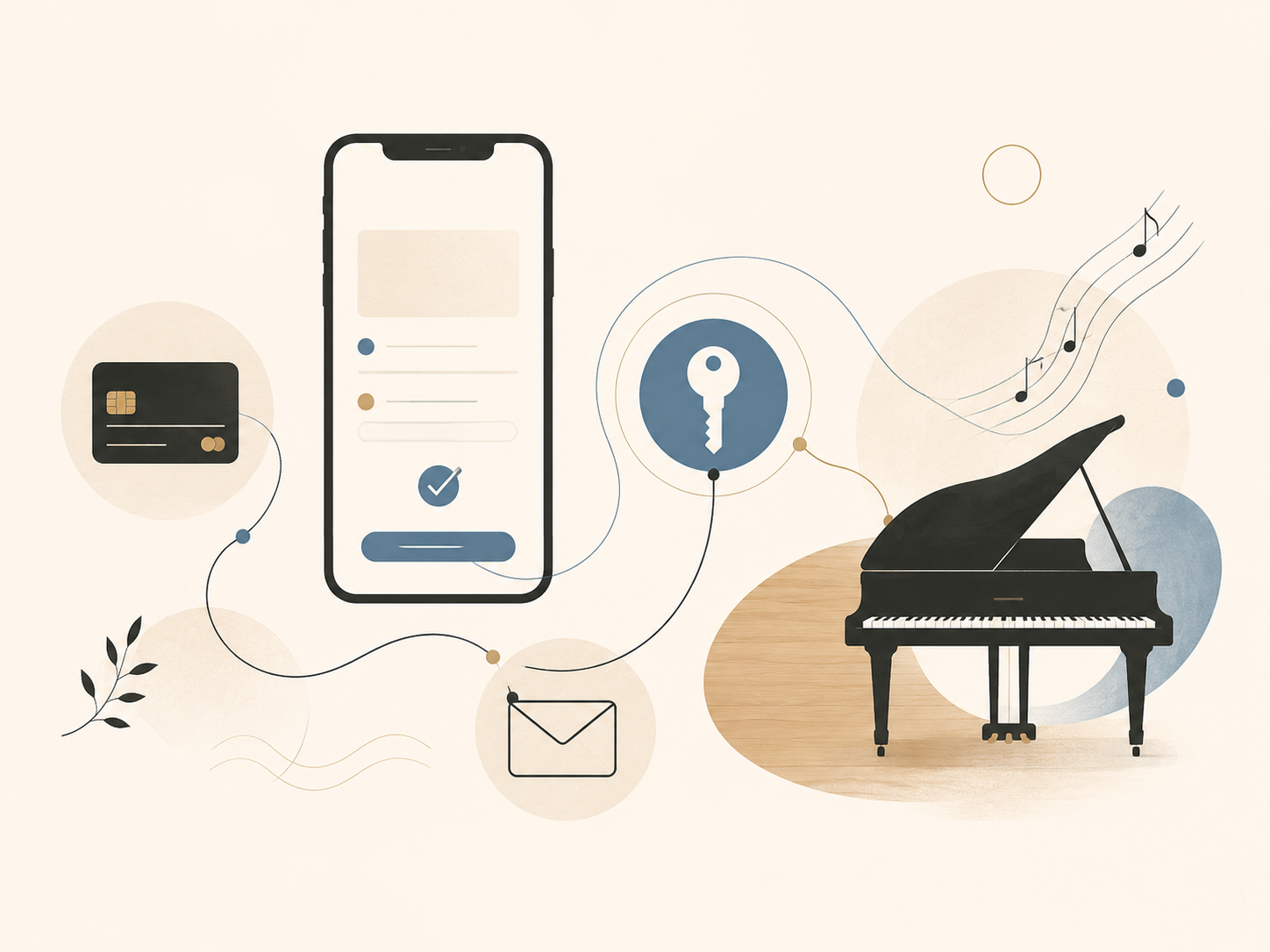 Abstract image of online booking and self check-in flow