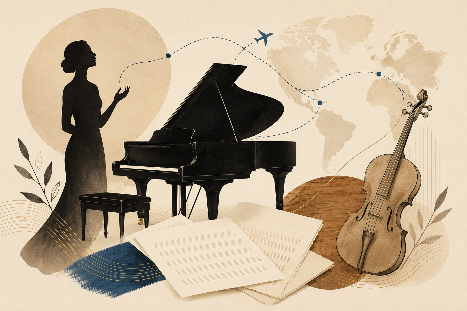 Abstract image of practice and rehearsal while traveling